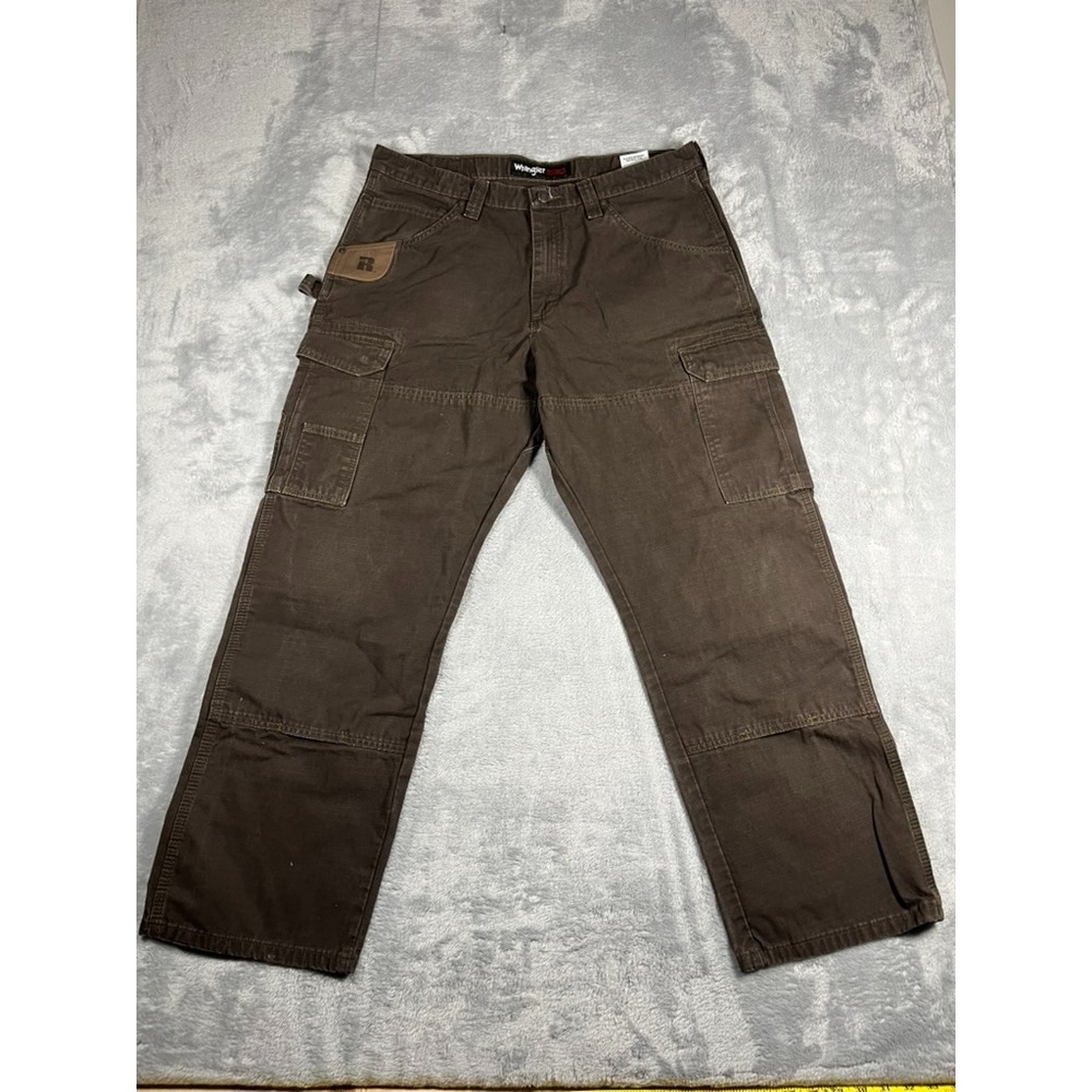 VTG Wrangler Riggs Pants Mens 36x30 Brown Ripstop Carpenter Double Knee Workwear